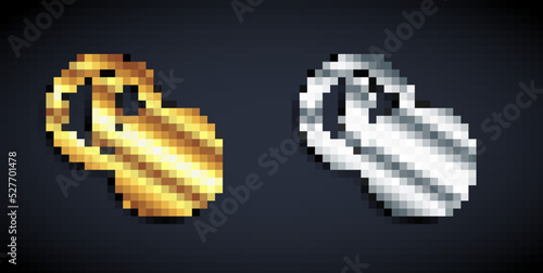 Gold and silver Toothache painkiller tablet icon isolated on black background. Tooth care medicine. Capsule pill and drug. Pharmacy design. Long shadow style. Vector