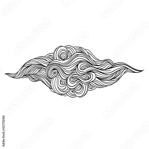 Vector black and white abstract hand-drawn ornate cloud. Tattoo style. Vector...