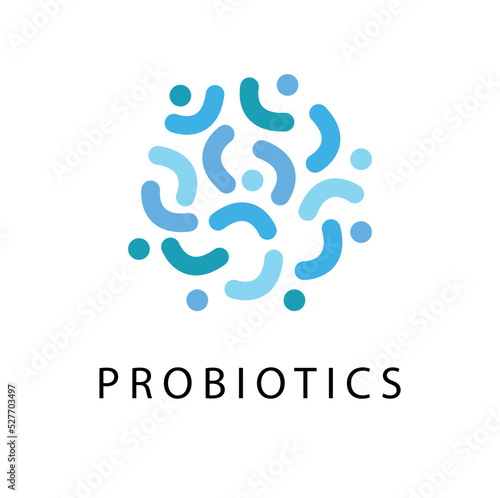 Probiotics bacteria vector design. Concept of design with Lactobacillus Probiotic Bacteria. Design with Prebiotic healthy nutrition ingredient