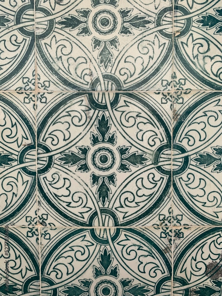 Blue and yellow Azulejos tiles. Patchwork print for wallpaper design. Traditional Portuguese Mosaic, Spanish Majolica tile desoration. Watercolor artwork, antique tileable ceramics, heritage. Floral