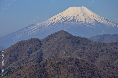丹沢の丹沢主稜 大室山より望む富士山 丹沢 大室山より富士山、その手前左が畦ヶ丸、右が菰釣山、手前が善六山 