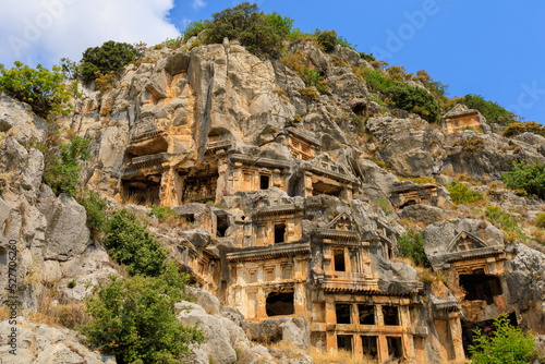 Lycian rock tombs of the necropolis in Demre, the ancient city of Myra, one of the main centers of Lycia