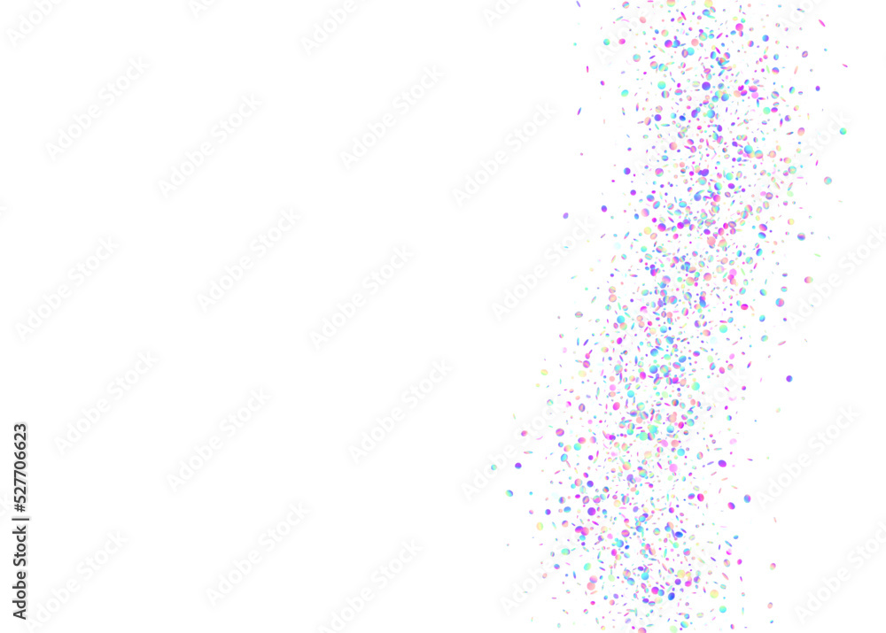 Obraz premium Falling Effect. Pink Disco Confetti. Rainbow Texture. Laser Design. Holiday Art. Kaleidoscope Background. Flying Foil. Retro Carnaval Wallpaper. Purple Falling Effect