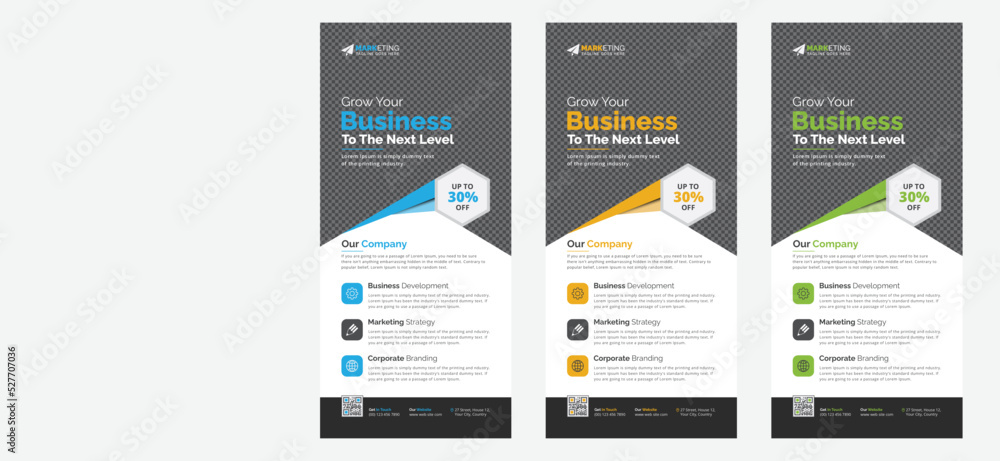 Obraz premium Modern Corporate Business DL Flyer Leaflet Template Sample Unique Concept, Creative Business Rack Card Vector Design Layout for Advertisement, Promotion