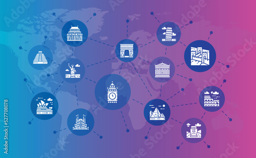 Oil industry business banner concept. Egypt, Italy, United Kingdom, France, India, USA illustration for web site landing.