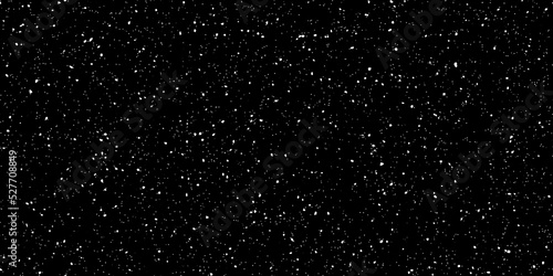 Seamless black and white ink or paint specks, splatter, dust, stars or falling snow background texture. Monochrome dirty distressed urban grunge old photo noise pattern overlay effect. 3D rendering.