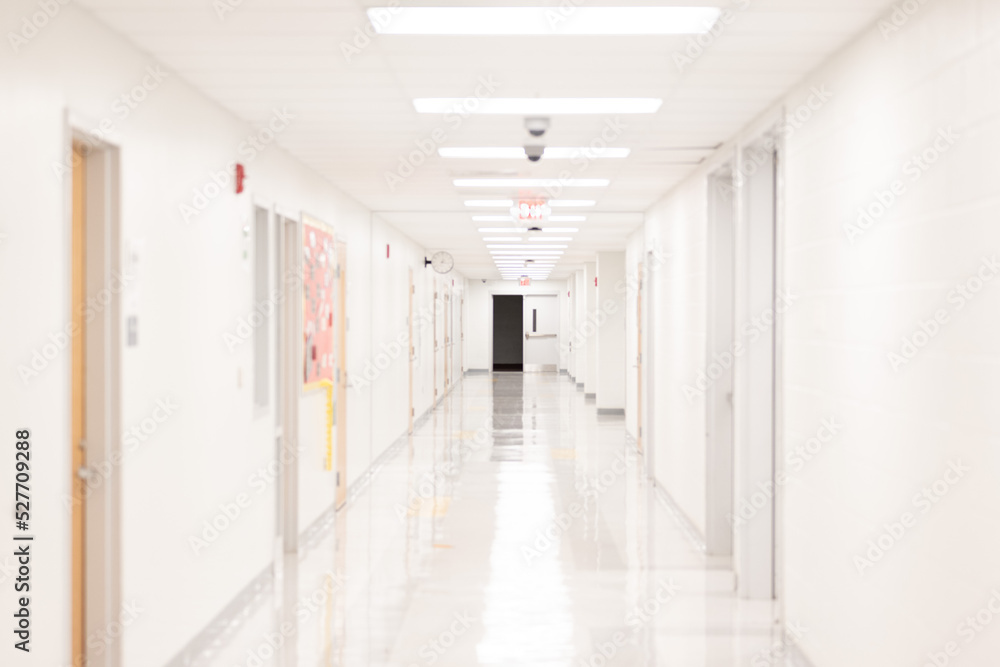 students in a school hallway  long corridor