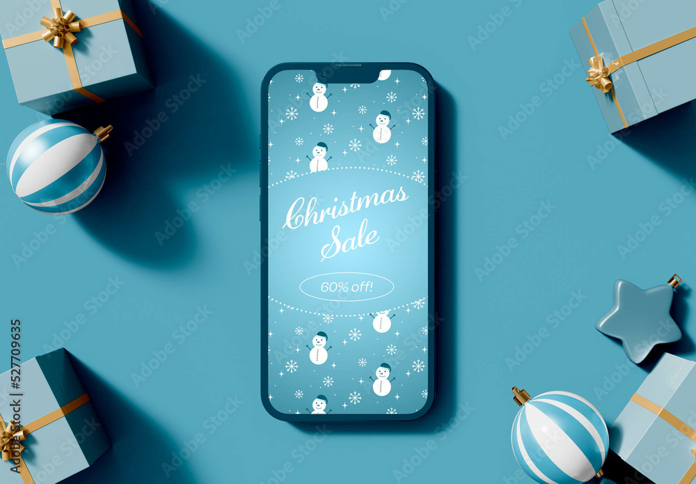 Christmas Smartphone Screen Mockup Stock Template | Adobe Stock
