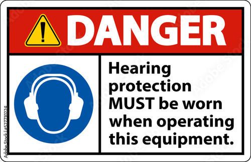 Danger Hearing Protection Must Be Worn Sign