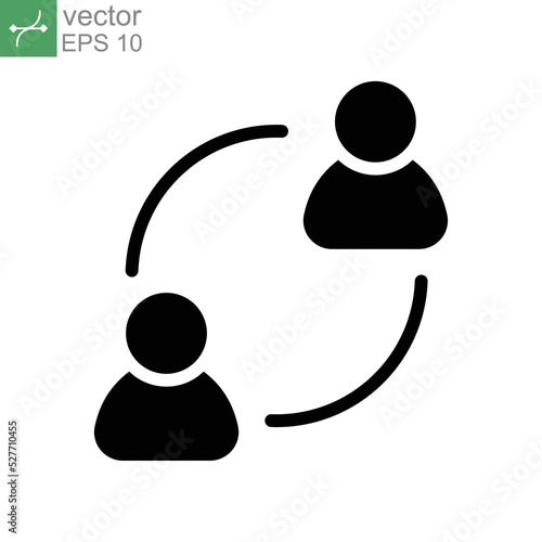 User exchange glyph icon, two people or replacement person, in connect arrow, communication circle trade. Personnel change Staff updating logo. vector illustration. design on white background. EPS 10