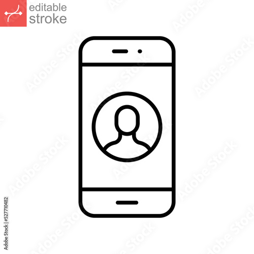 Mobile account line icon, create new my profile for profile network. user page in social network template. avatar personal contact Editable stroke vector illustration design on white background EPS 10