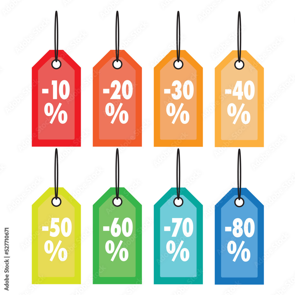 set of discount labels with colors