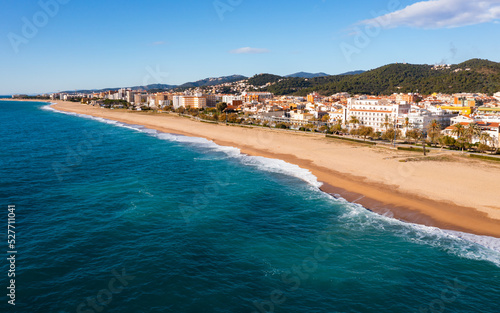 Fototapeta Naklejka Na Ścianę i Meble -  Aerial photo of Mediterranean coast in Malgrat de Mar, Catalonia, Spain.