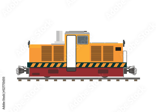 Narrow gauge diesel locomotive. Simple flat illustration.