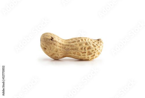 Peanut isolated on white. nice shaped peanut with outer shell. 