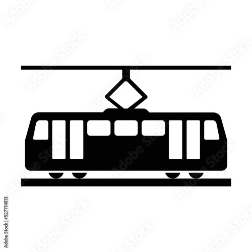 Tram black icon. Suitable for website, content design, poster, banner, or video editing needs