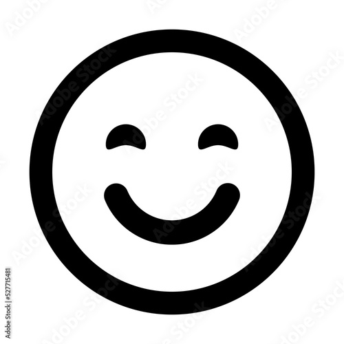 Happy smiley face or emoticon line art icon for apps and websites with transparent background PNG
