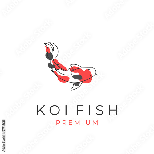 Line art vector illustration logo with koi fish pattern