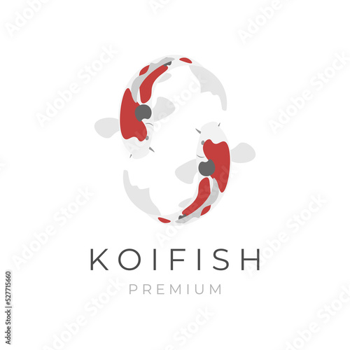 Rotating twin koi fish vector illustration logo