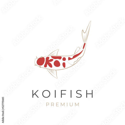 Fish vector illustration logo with koi lettering pattern