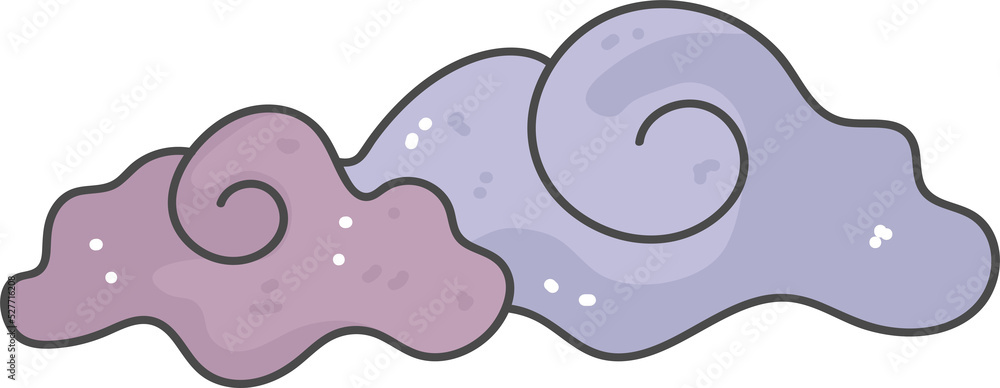 cute Halloween  purple cloud cartoon outline 