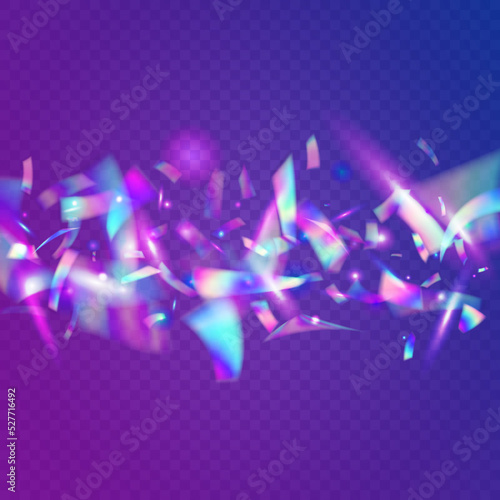 Fototapeta Naklejka Na Ścianę i Meble -  Bokeh Confetti. Purple Party Background. Unicorn Foil. Laser Element. Shiny Abstract Serpentine. Light Texture. Glitter Art. Neon Glitter. Blue Bokeh Confetti