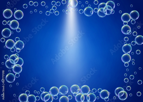 Soap foam. Detergent bath bubble and suds for bathtub. Shampoo.