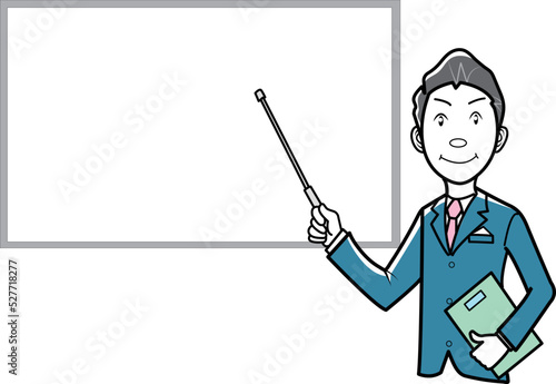 ホワイトボードでプレゼンテーションをするビジネスマン