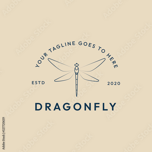 dragonfly line art logo, icon and symbol, vector illustration design