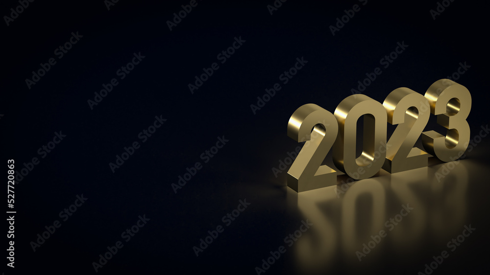 The gold number 2023 in black background 3d rendering The gold number 2023 in black background 3d rendering