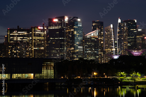 Singapore city skyline with modern skyscraper architecture building for concept of financial business and travel in Asia cityscape urban landmark  marina bay at night district dusk sky