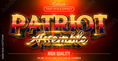 Editable text style effect - Patriot Assemble text style theme.
