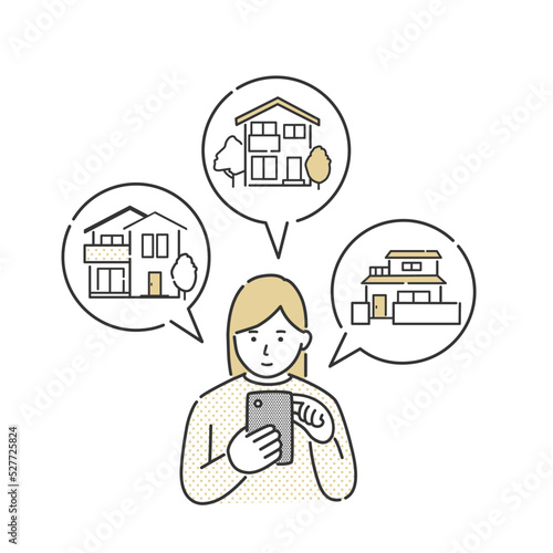 携帯で家を探す女性