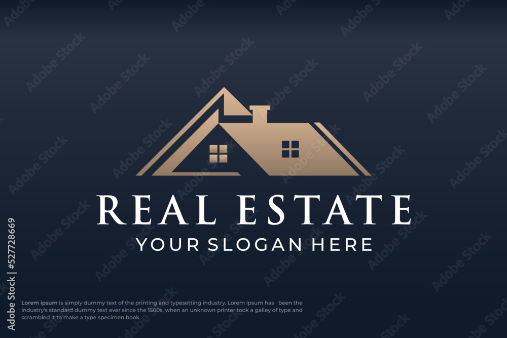 luxury home logo for construction, home, real estate, building, property. minimal awesome trendy professional logo design template and business card design Premium Vector