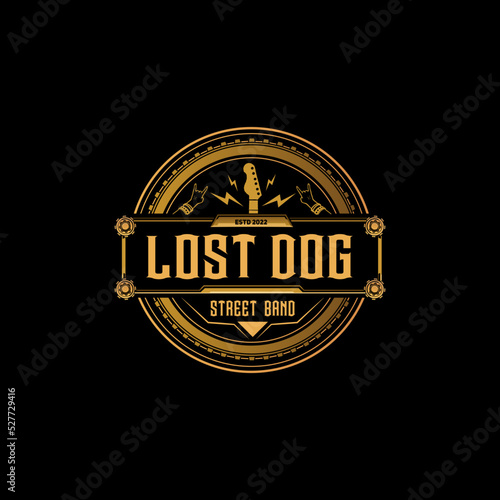 Vintage style steampunk rock band logo