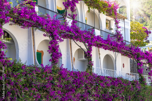 Fototapeta Naklejka Na Ścianę i Meble -  Scenic views of Positano Italian colorful architecture and landscapes on Amalfi Coast in Italy.