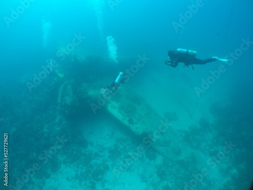 Japanese navy airplane Betty bomber in WW2 Chuuk (Truk lagoon), Federated States of Micronesia (FSM). Here is the world's greatest wreck diving destination.Chuuk (Truk lagoon).