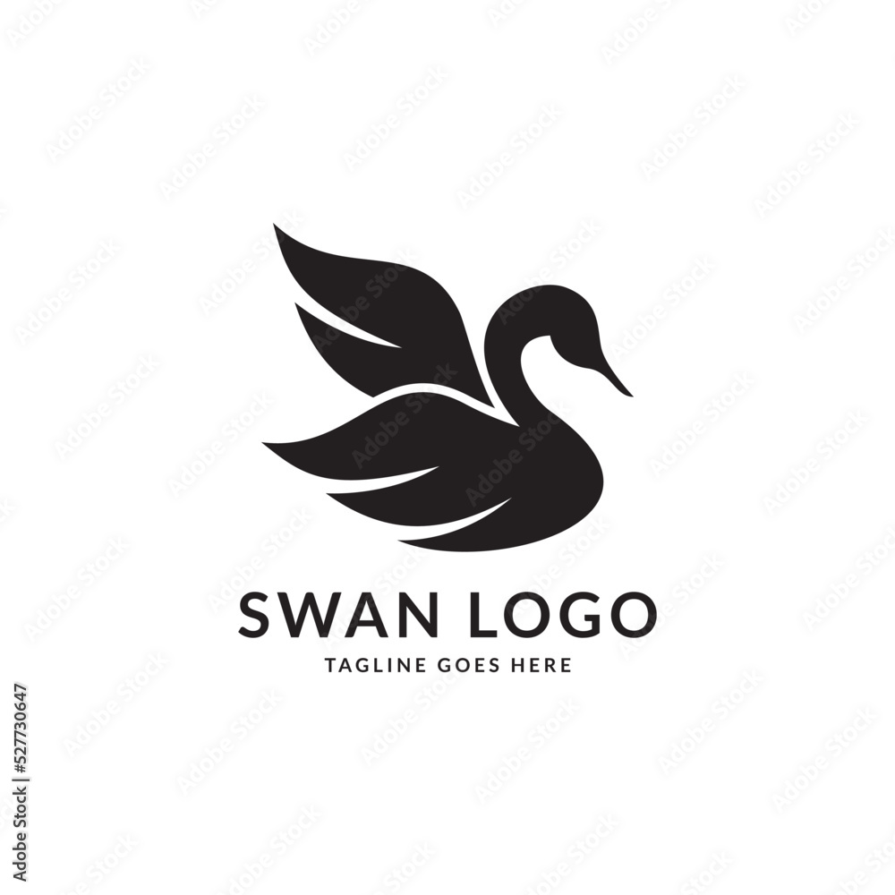 Fototapeta premium silhouette Swan Flapping wings logo