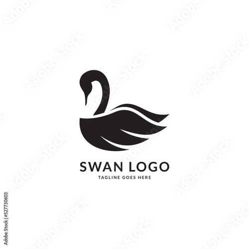 Fototapeta Naklejka Na Ścianę i Meble -  silhouette Swan Flapping wings logo