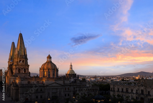 Mexico, Guadalajara Cathedral Basilica in historic center near Plaza de Armas and Liberation Square. © eskystudio