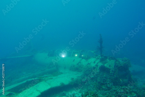 Japanese navy airplane Myrt "Saiun" in WW2. Chuuk (Truk lagoon), Federated States of Micronesia (FSM). Here is the world's greatest wreck diving destination.