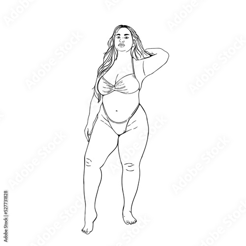 Fat woman in bikini. Images are suitable to be used as supporting health articles about obesity  holidays  picnics and so on