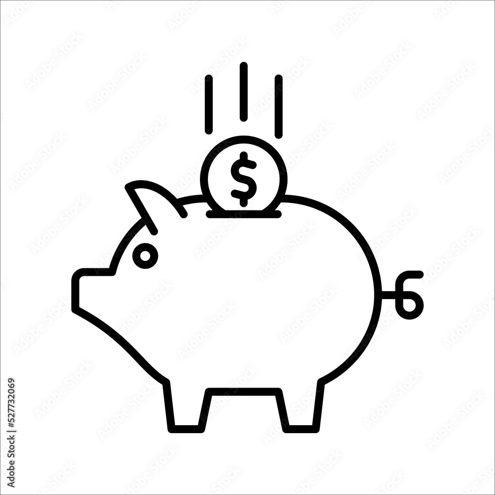 Obraz premium piggy bank icon. Piggy Bank Related Vector Line Icon. vector illustration on white background. eps 10