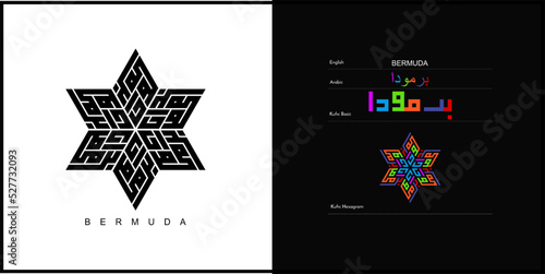 Vector arabic kufic calligraphy design for BERMUDA Symbol, logo and Icon