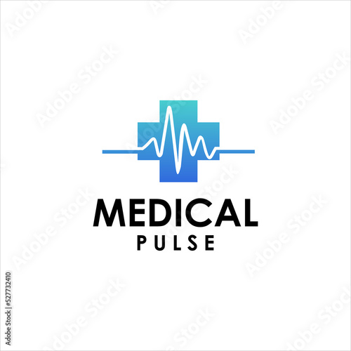 medical cross logo with pulse  vibrant cardiology vector template