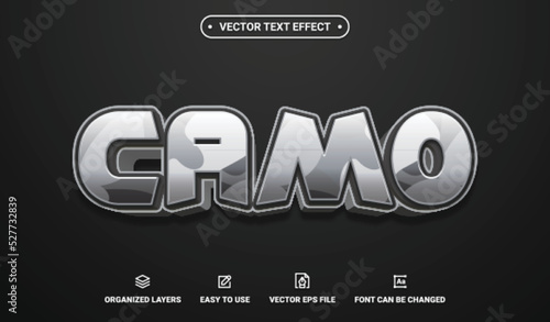 Snow Camo Editable Vector Text Effect.