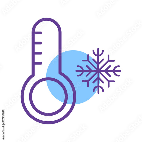 Low temperature with snowflake outline vector illustration 