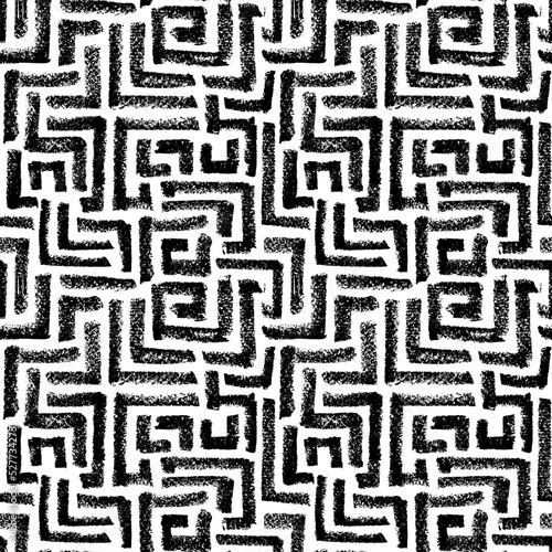 Seamless maze pattern with charcoal black lines. Modern stylish texture. Hand drawn labyrinth geometric ornament. Intricate scribbles texture. Black and white vector background with irregular maze