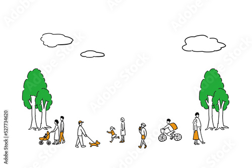 歩く人々のイラスト