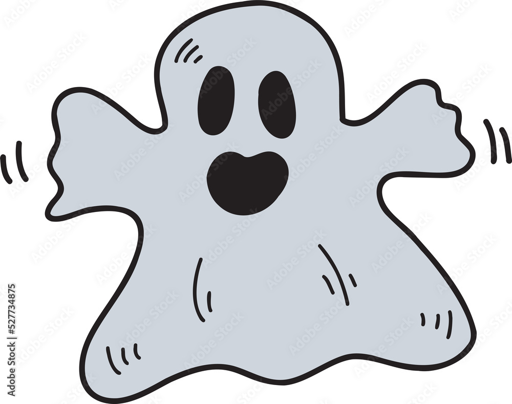 Hand Drawn cute ghost halloween illustration on transparent background Hand Drawn cute ghost halloween illustration on transparent background